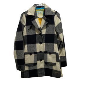 𝅺BILLABONG Black and White Plaid Peacoat Size Small